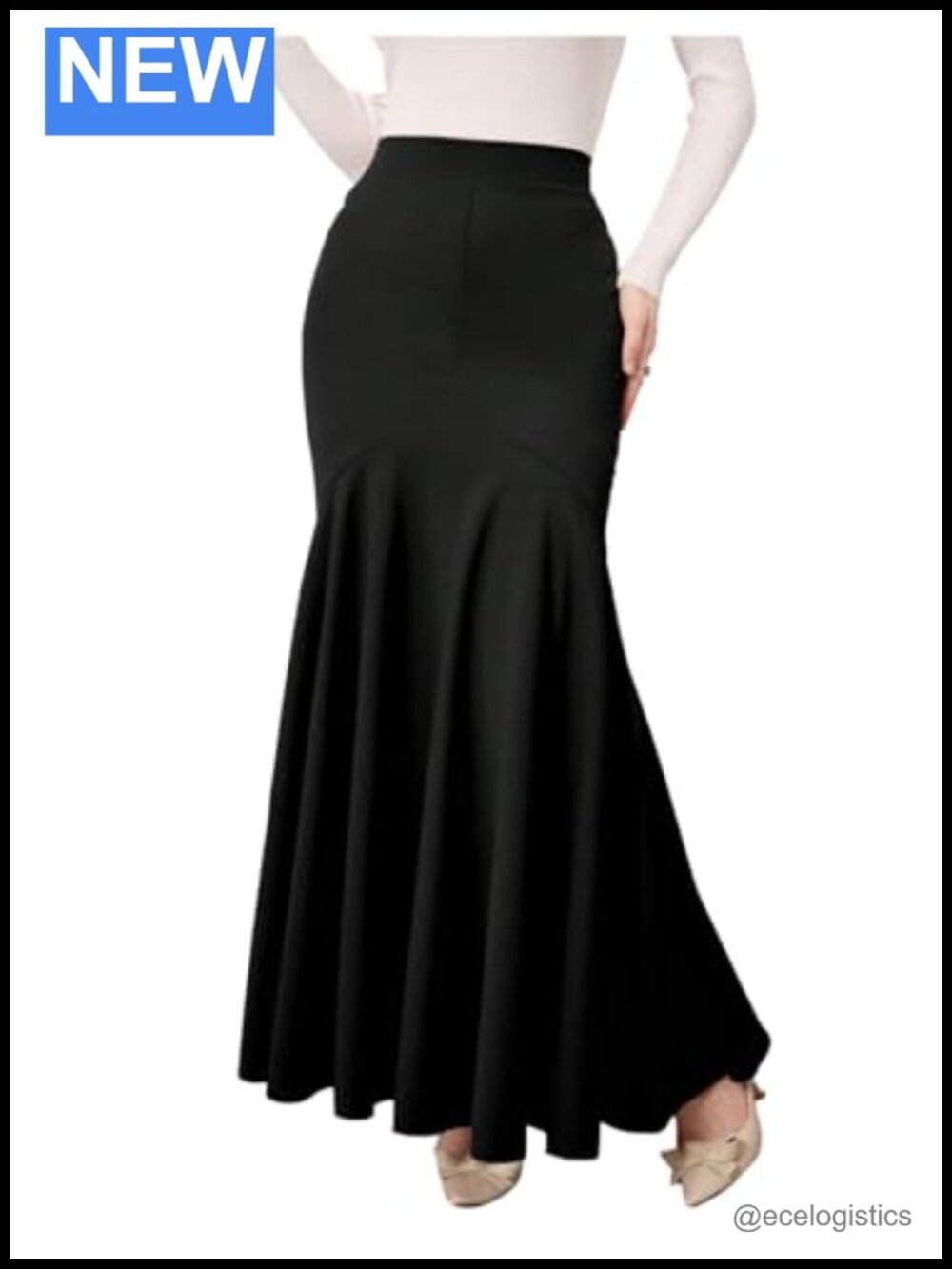 Women's Satin High Waisted Fishtail Maxi Skirt Long Ruffle Bodycon Office